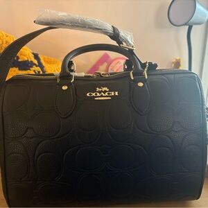 Coach Embossed Black Satchel